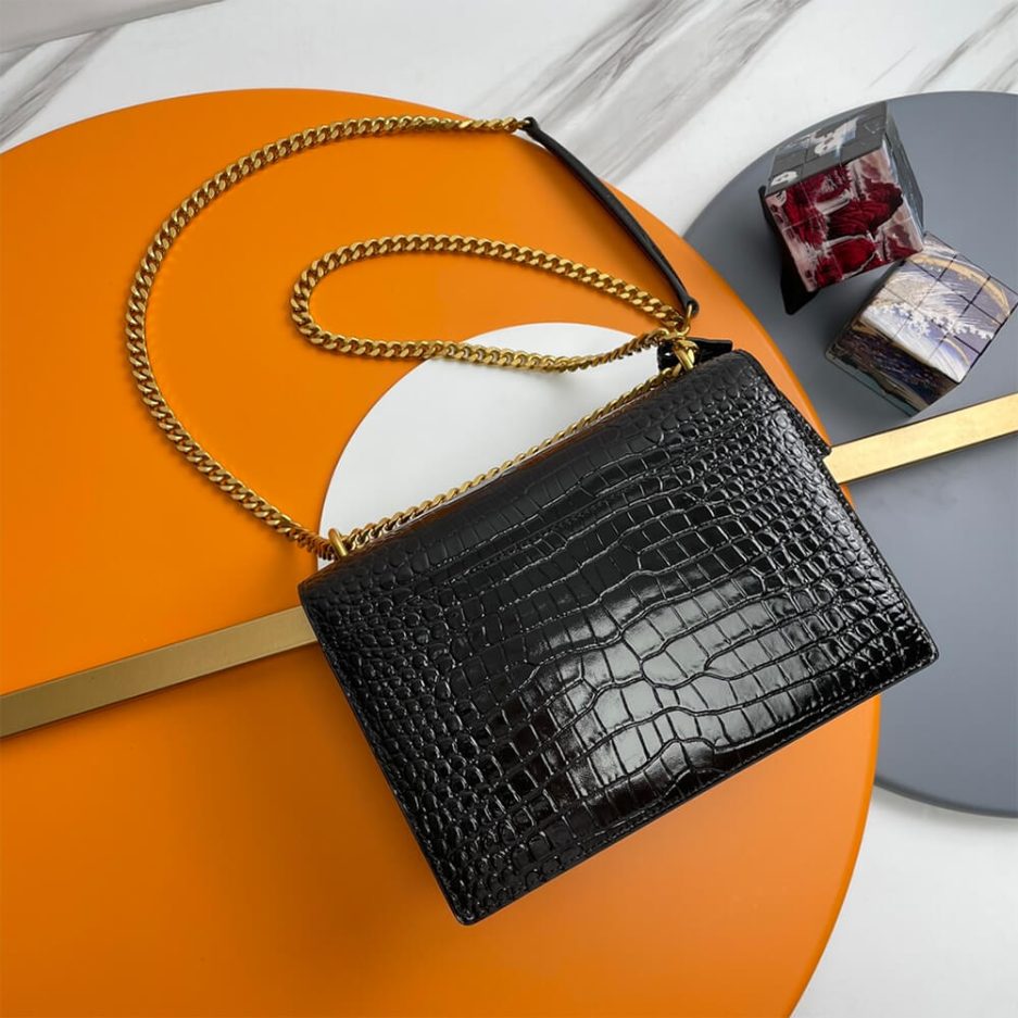 YSL Crocodile-embossed leather SUNSET Medium