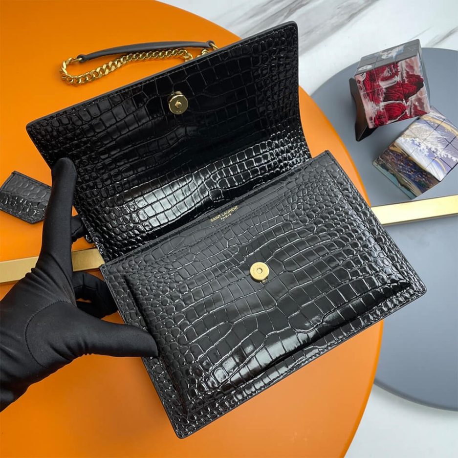 YSL Crocodile-embossed leather SUNSET Medium