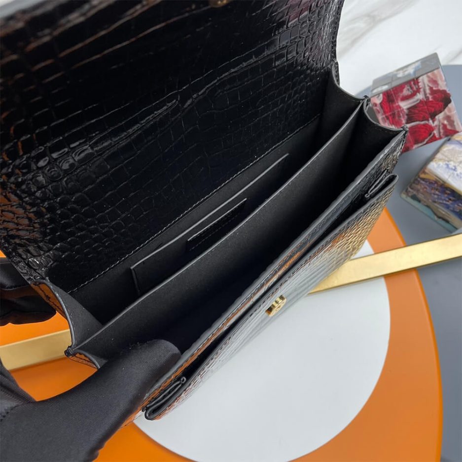 YSL Crocodile-embossed leather SUNSET Medium