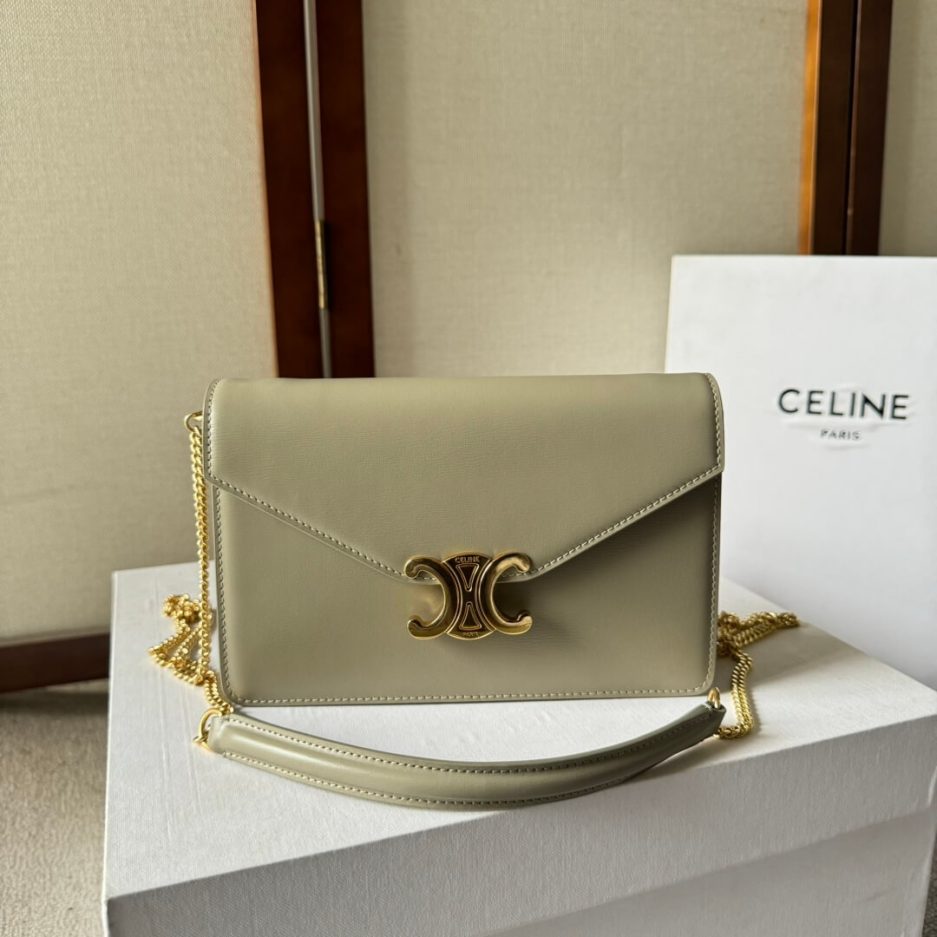 Ce**e margo shiny calfskin leather chain wallet