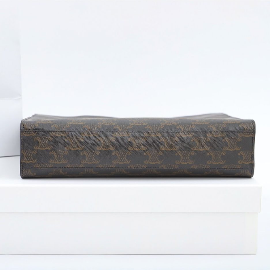 Ce**e vertical cabas bag in calfskin with logo print and Ce**e print