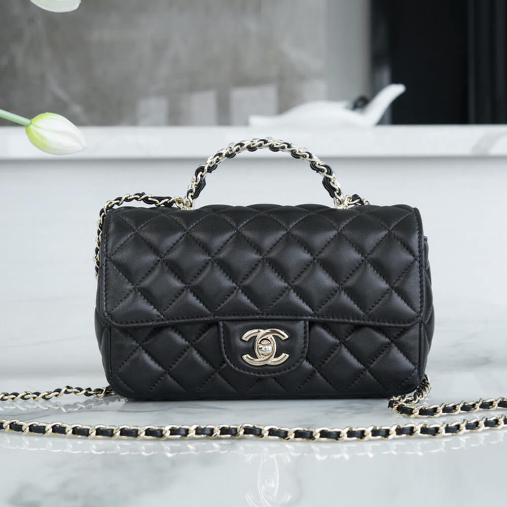 Ch*el mini flap with top handle